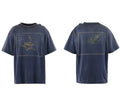 Saint Michael Star Frame Graphic Vintage T-Shirt - Blue