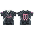 Corteiz Geometric Graphic Athletic Jersey T-Shirt - Black/Grey/Pink